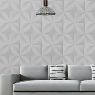 Imagem de Papel de Parede Autoadesivo 3D Geométrico, PVC, Cinza, 45cm x 5m, Design Moderno para Sala, Quarto e Escritório