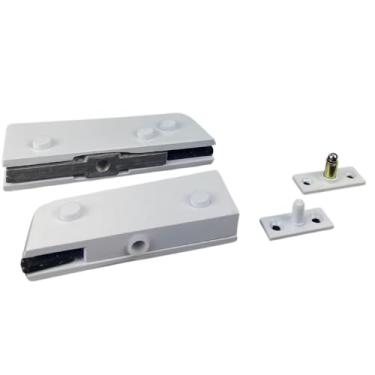 Imagem de Kit Dobradiça Inferior e Superior para Instalação de Porta Pivotante de Vidro Temperado 8 a 10 mm (Branco)