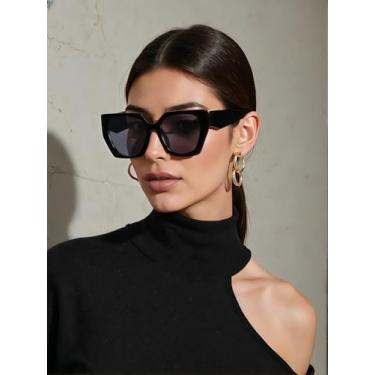 Imagem de Óculos de sol femininos vintage olho de gato para mulheres, armação grande, dirigir, viajar, usar ao ar livre, Cinza