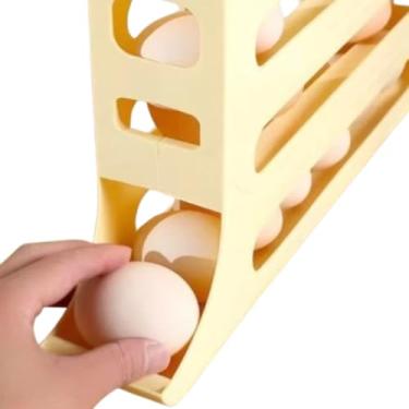 Imagem de Porta Ovos Deslizante 4 Camadas Automático Rolante Organizador Geladeira 30 Unid