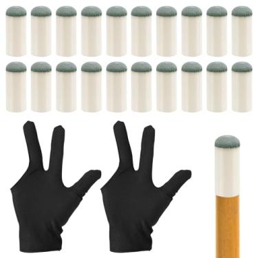 Imagem de 20 peças de pontas de taco de bilhar com 2 luvas de bilhar, pontas de taco de bilhar pontas de taco de bilhar ponta de substituição para taco de bilhar 12 mm para taco de sinuca