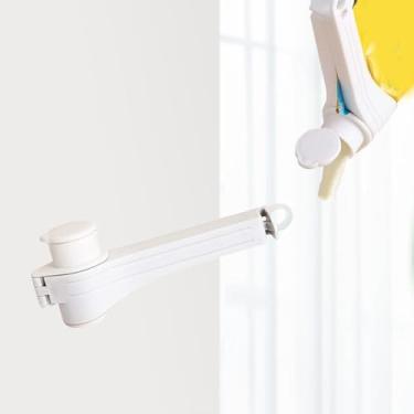 Imagem de Pacote com 2 pequenos clipes brancos de vedação para saco de alimentos com bico de despejo, hermético para organização de armazenamento de lanches de cozinha