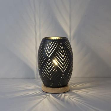 Imagem de OuXean Bedside Table Lamp, Small Night Light Metal Lampshade and Wood Base, E12 40W Desk Lamp for Bedroom Living Room Home Decor Office Restaurant Bar, Black(without Bulb)