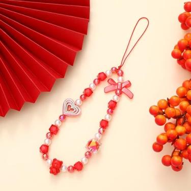 Imagem de Pingentes fofos - Chaveiro de célula estética Y2K com alça de contas - Pingente legal de coração de borboleta de urso para bolsa, decoração de pingentes de câmera (#1)