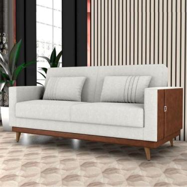 Imagem de Sofá-cama 203cm 3 Lugares Com Tecido Bouclé Multimóveis Cr45255 Bege -
