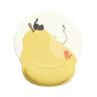 Imagem de Mouse pad de suporte de pulso Cute Pear and Cat Design 188 mm x 227 mm