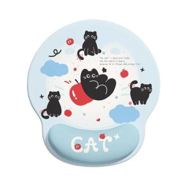 Imagem de Mouse Pad Lindo Gato Preto com Apoio de Pulso 18,8 cm x 22,7 cm - yiwe