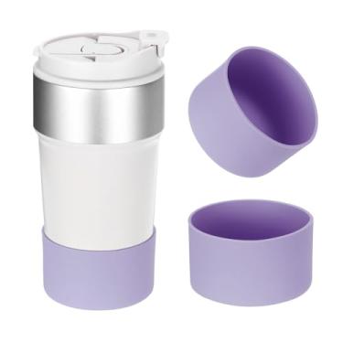 Imagem de Bota de silicone para garrafa de água 680 g, 2 peças de mangas protetoras antiderrapantes para garrafas de água, capa inferior para acessórios de garrafas de água, roxo, rosa escuro