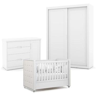 Imagem de Quarto De Bebe 2 Portas Tutto New Branco Acetinado Com Capitonê New Boucle - Matic