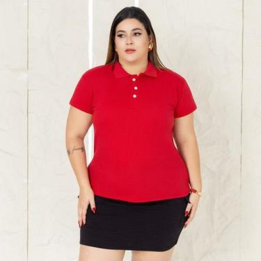 Imagem de Camisa Gola Polo Plus Size Feminina Ótimo Acabamento Tecido Premium - 