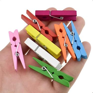 Imagem de 2X Mini Pregador Prendedor De Madeira 3,5Cm 50 Und Coloridos