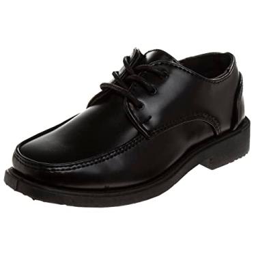 Imagem de Josmo Sapato social casual Oxford clássico para meninos, Preto, 4 Big Kid