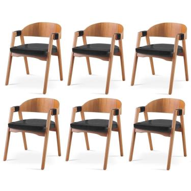 Imagem de Kit 6 Cadeiras para Sala de Jantar Luna Preto