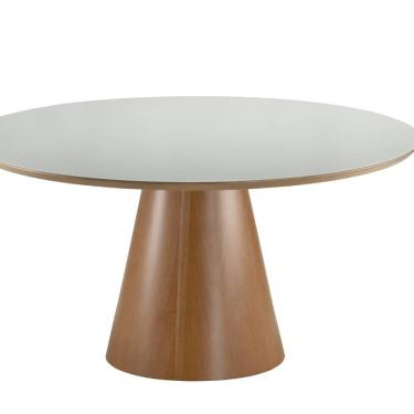 Imagem de Mesa 150cm X 150cm Tampo Mdf e Vidro Perola Amendoa