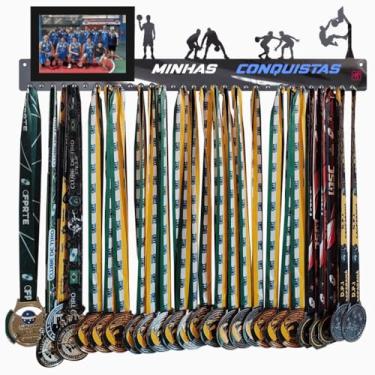 Imagem de Porta Medalhas Grande Basquete Masculino com Porta Retrato 60cm Comprimento