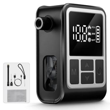 Imagem de CYCLESPEED Bomba elétrica para bicicleta, bomba compacta portátil com classificação de 130 psi, com válvulas Presta e Schrader. (preto + branco)