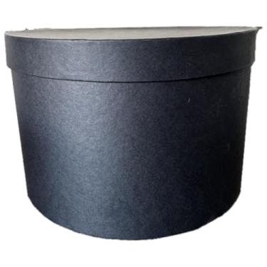 Imagem de Caixa de Presente Redonda Cartonada 17,5x14cm e 24x15cm ideal para presentes, doces, lembrancinhas celebrações elegantes e apresentação diferenciada(PRETO,24X15)