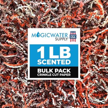 Imagem de Papel de corte enrugado perfumado MagicWater – 500 g – Tempero de abóbora – perfeito para enchimento de papel desfiado, enchimento de cestas, caixas de presente, presentes de dama de honra, enfeites