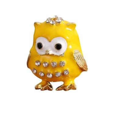 Imagem de Deevoka Caixa de joias com pingente de, porta-anéis decorativo, organizador de joias, estatueta de para anéis, brincos, presente de aniversário, Amarelo