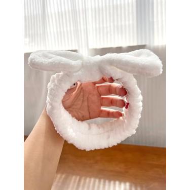 Imagem de Bandanas femininas de maquiagem – Faixa de cabeça branca para spa, gravata borboleta fofa para lavar o rosto e cuidados com a pele