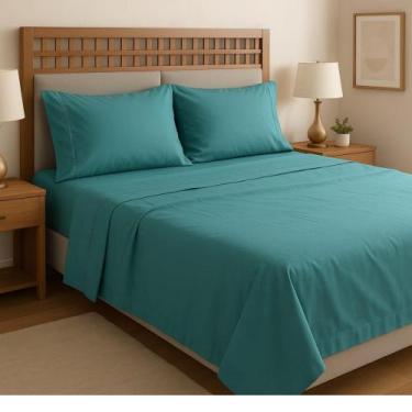 Imagem de Jogo de Lençol 4 Peças com VIRA Elegante - 400 Fios Macio Casal/Queen/