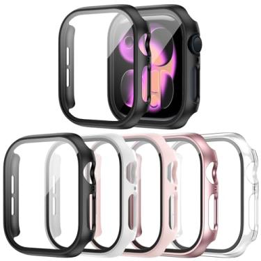 Imagem de Haojavo Pacote com 5 para Apple Watch Series 11/10 42 mm, capa rígida de policarbonato com filme de vidro temperado, ultrafina, fina, resistente a arranhões, amortecedor protetor para iWatch S11 S10