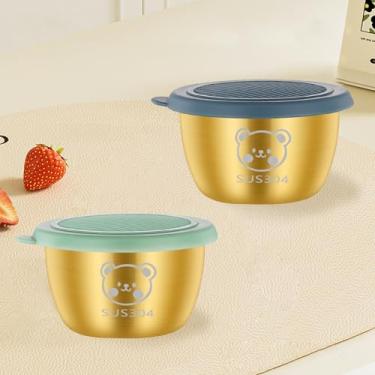 Imagem de 2 recipientes para molho de salada de aço inoxidável 304 para viagem, recipientes pequenos para condimentos de 47 g com tampas, à prova de vazamento, para lancheiras, piqueniques e viagens