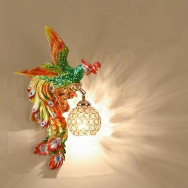 Imagem de Luminária de parede Phoenix de arte contemporânea, personalizada e criativa, para sala de estar, quarto, escritório, casa de campo, hotel, corredor, com luz LED (A esquerda)