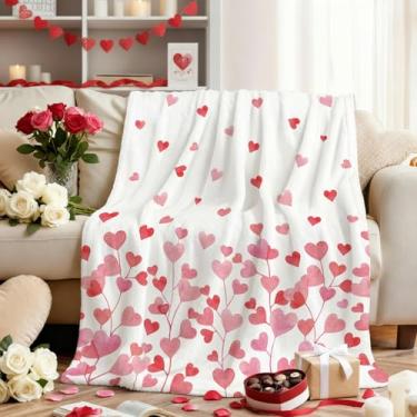 Imagem de Horaldaily Manta de flanela para dia dos namorados, rosa floral, corações amorosos, macios, felpudo, aconchegante, cobertores de lã para sofá, cama, presentes ideais para crianças, adultos, esposa