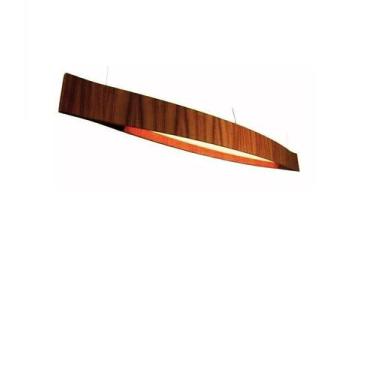 Imagem de Luminária Pendente Retangular Led 2700k Canoa 120x15cm Madeira e Acríl