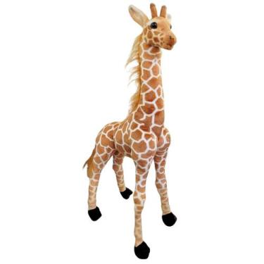 Imagem de Girafa de Pelúcia Realista Grande 80cm Safari Articulada - Fizzy