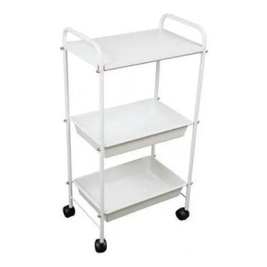 Imagem de Carrinho 1 tampo E 2bandejas Branco Auxiliar Clinicas Estética e Salõe