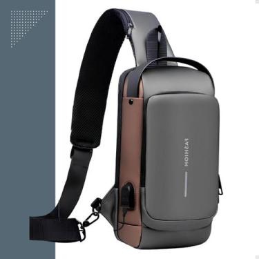 Imagem de Mochila Shoulder Bag Impermeável com Cadeado e USB Bolsa Transversal T