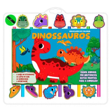 Imagem de Dinossauros Brincando de Colorir
