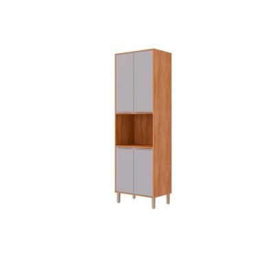 Imagem de Paneleiro De Cozinha Modulado Esplêndida Torre Quente C- 4 Portas E 1 Nicho P- Forno 70cm Cinamomo-platina - Mgm