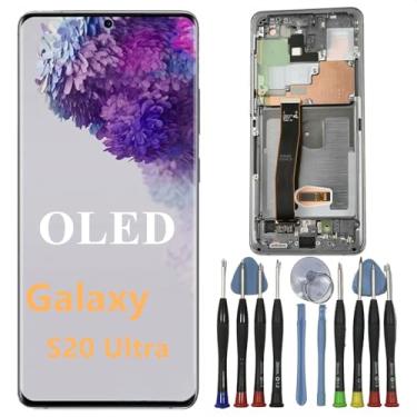 Imagem de Tela de substituição OLED Galaxy S20 Ultra de 6,9 polegadas para Samsung S20Ultra 5G Display Touch Screen digitalizador SM-G988U SM-G988U1 SM-G988U1 SM-G988B Suporte LCD impressão digital (com moldura