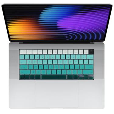 Imagem de Allinside Capa para teclado MacBook Pro 35.6 cm/40.6 cm (M2/M3/M4, 2021–2025) e Air 33.0 cm/38.1 cm (M1/M2/M3/M4 Pro/Max, 2022–2025), protetor de teclado para laptop, layout ANSI dos EUA, verde ombré