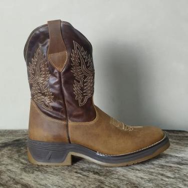Imagem de Bota Texana Masculina Couro Cowboy Solado Jump Original Bege - Paint H