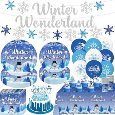 Imagem de Conjunto de 104 peças de utensílios de mesa de festa para 20 convidados, inclui pratos de papel de dois tamanhos, copos de papel e guardanapos, toalha de mesa, bandeira, topo de bolo, enfeite de