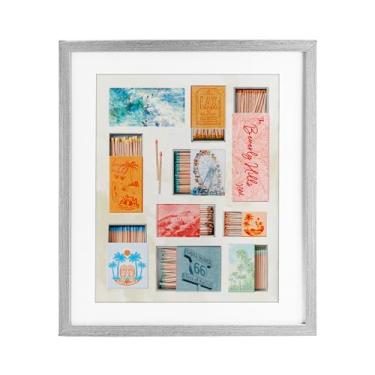 Imagem de Stupell Industries California Beach Matchboxes Impressão emoldurada cinza sob vidro, design de Ziwei Li, 21 x 17