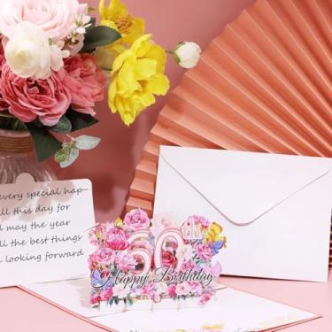 Imagem de 1 cartão de aniversário com design de flor de primavera 3D - Presente de aniversário único e inesquecível adequado para festas e reuniões (60)