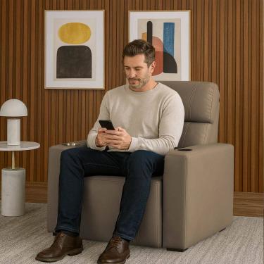 Imagem de Cadeira Do Papai Ocean Retratil Reclinavel Porta Copo Usb Capuccino	