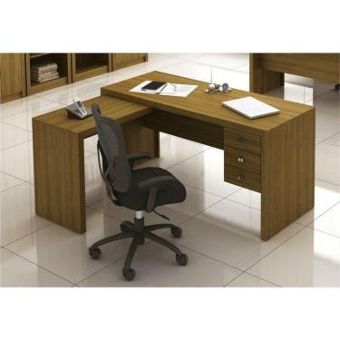 Imagem de Mesa Para Home Office Com 03 Gavetas Amêndoa -Tecno Mobili