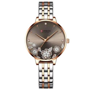 Imagem de Relógio Feminino Em Aço Inoxidável De Quartzo Ultra Fino Romântico Impermeavel 3atm Marrom