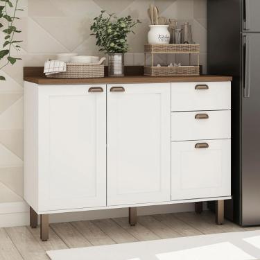 Imagem de Balcão De Cozinha Genialflex Iluminata 120cm Sem Tampo Bco