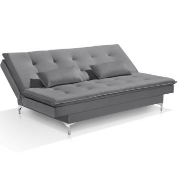 Imagem de Sofá Cama Bangkok Alto Conforto Aveludado C Almofadas Brinde Cor cinza