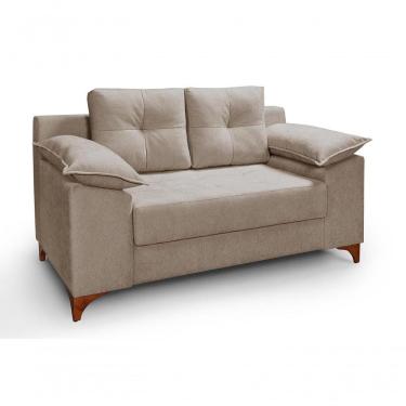 Imagem de Sofá Ibiza 2 L Casal 1,57m Veludo Luxo Fixo Pés De Madeira Capuccino 204