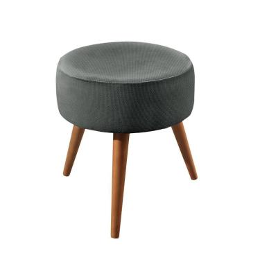 Imagem de Puff Banqueta Lippe Madeira Maciça Castellar Móbile Linho Cinza