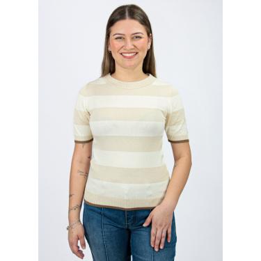Imagem de Blusa Manga Curta Pau a Pique Modal Listrada Bege