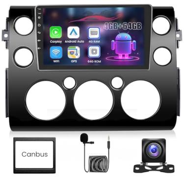 Imagem de Upriding 【8 núcleos 4 + 64 G】 Rádio automotivo Android para Toyota FJ Cruiser 2006-2022 tela sensível ao toque de 9 polegadas com carplay sem fio Android Auto, GPS/5G WiFi/DSP/Bluetooth/SWC/microfone